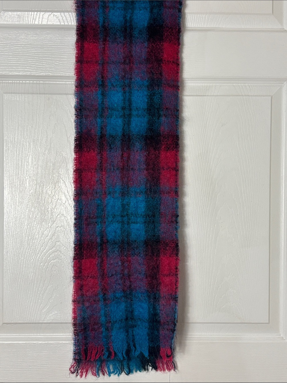 Donegal design Irish handwoven plaid mohair wool scarf handwoven